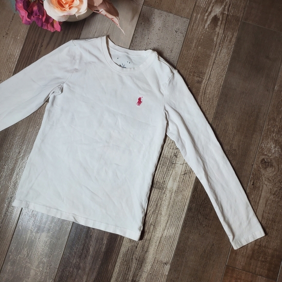 Polo Ralph Lauren Girls White with Embroidered Pink Horse Chest Logo Size 5 - Picture 13 of 16